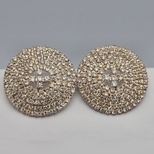 Vintage Statement Pavé Rhinestone Stud Earrings Clear Crystal Wedding Bridal